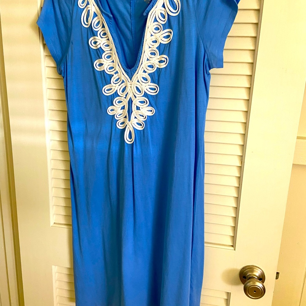 Lilly Pulitzer  Brewster Pima, cotton dress size large blue white